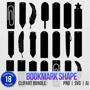 Bookmark Clipart Die Cut Vector Shape Bundle - SVG, PNG, Illustrator - Voor Cricut, Cut Files, Laser en Scrapbooking