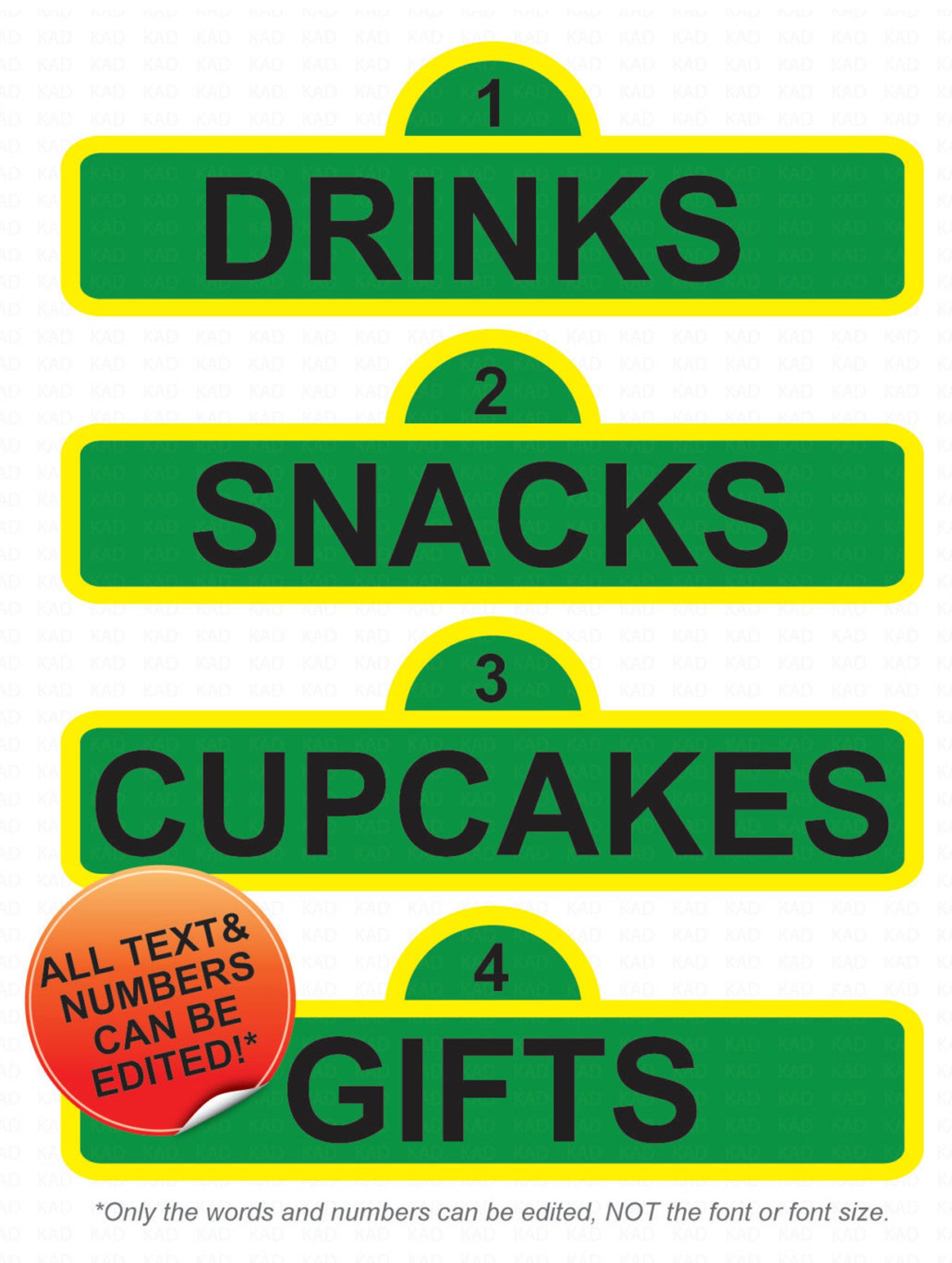 Editable/Printable Mini Sesame Street Signs Etsy