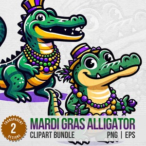 Festive Mardi Gras Louisiana Alligator PNG File for Crafting, Sublimation, and More - Instant Download with Commercial License