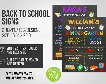 Editable Back to School Sign: First Day Photo Prop (Digital Download)