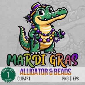 Mardi Gras Louisiana Alligator PNG & EPS Files for Crafting, Sublimation, and More - Instant Download with Commercial License