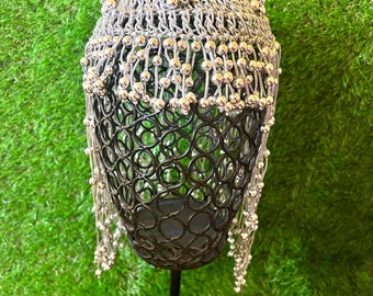 Tocado de malla metálica / Tocado con flecos metálicos / Joyería para festivales y eventos / Tocados de vanguardia