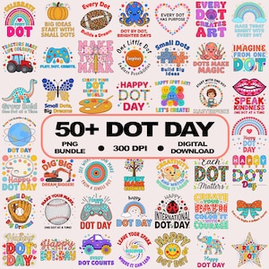 Dot Day PNG Bundle | Colorful Art Activity Collection | Smile Face Graphics | Kids Teacher Designs