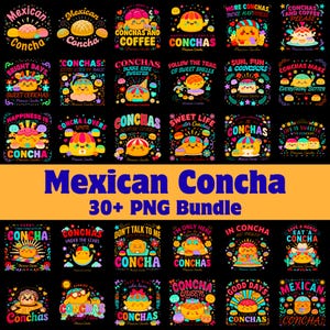 Mexican Concha PNG Bundle | Bakery Illustration Pack | Food Graphics | Commercial Use Designs
