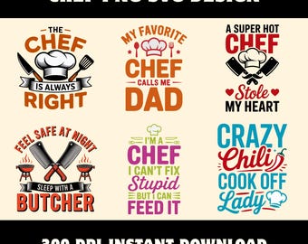 Chef PNG SVG Bundle | Cooking Lover Artwork | Kitchen Quote Sublimation | Apron Graphic | Digital Download