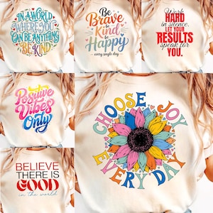 Paquete de imágenes PNG y SVG con frases positivas / Diseños inspiradores / Frases motivacionales / Imágenes prediseñadas motivadoras / Descarga comercial