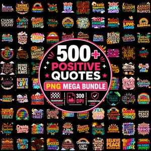 Positive Quotes PNG Bundle | Rainbow Typography | Encouragement Sayings | Printable Artwork | Commercial Use