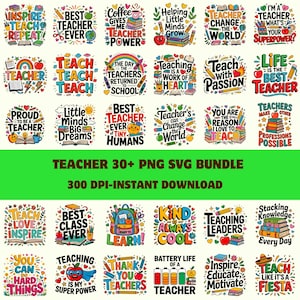 Enseignant PNG SVG Bundle | Conception de saison en classe | Cadeau d'appréciation | Sublimation pour la rentrée