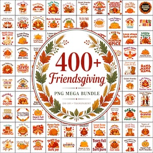 Friendsgiving PNG Bundle | Thanksgiving Artwork | Fall Sublimation | Autumn Harvest Clipart | Cozy Gathering Shirt | Digital Download