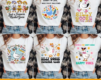 Silly Goose PNG SVG Bundle | Funny Meme Bird | Cartoon Animal | Shirt Sticker Sublimation Design