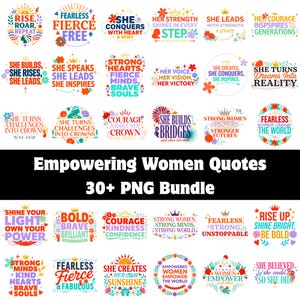 Empowering Women Quotes PNG Bundle | Motivational Feminine Affirmations | Girl Power Typography | Digital Download