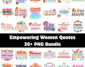 Empowering Women Quotes PNG Bundle | Motivational Feminine Affirmations | Girl Power Typography | Digital Download