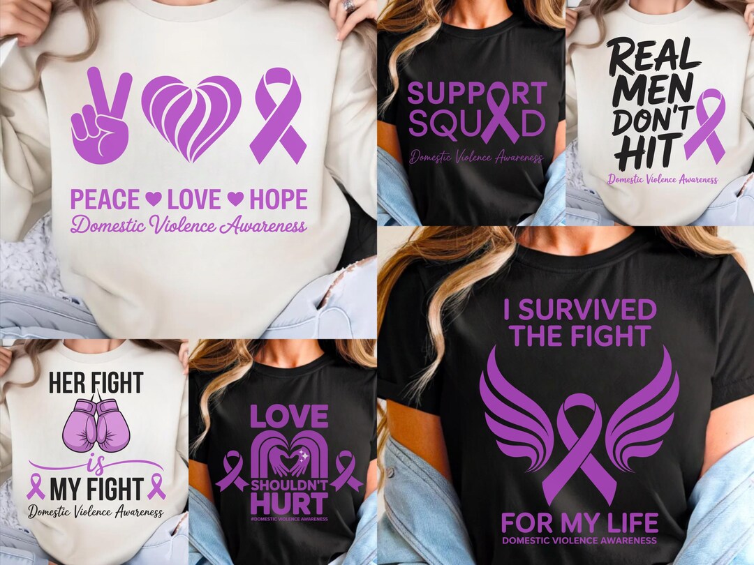 Domestic Violence Awareness Bundle PNG SVG | Purple Ribbon Clipart ...