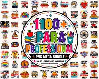 Paraprofessional PNG Bundle | Teacher Support Designs | Para Educator Shirts | School Appreciation Clipart | Commercial License