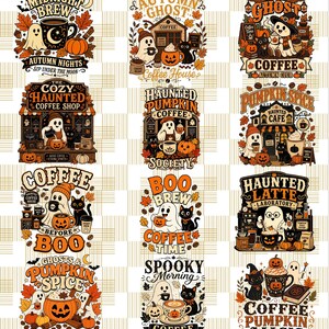 Halloween Coffee PNG SVG Bundle | Ghost Cafe Clipart | Wicked Pumpkin Artwork | Haunted Witch Graphics