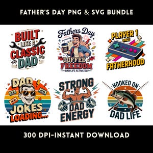 Pappa PNG SVG-paket | Retro faderskapsgrafik | Första fars dag-designer | Digital nedladdning