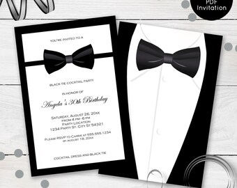 Black tie invitation | Etsy