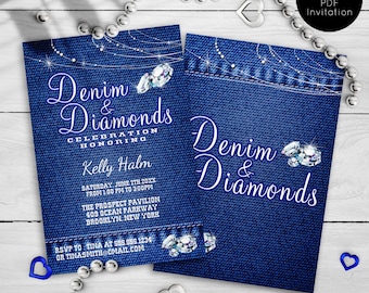 Denim And Diamonds Invitation Etsy