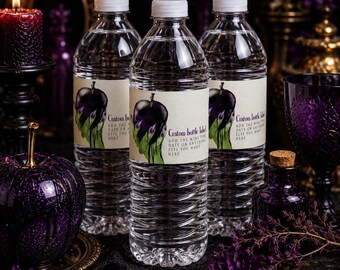 Halloween Water Bottle Labels, Wicked Witch Poison Apple Bottle Wrap, Editable Printable Party Labels