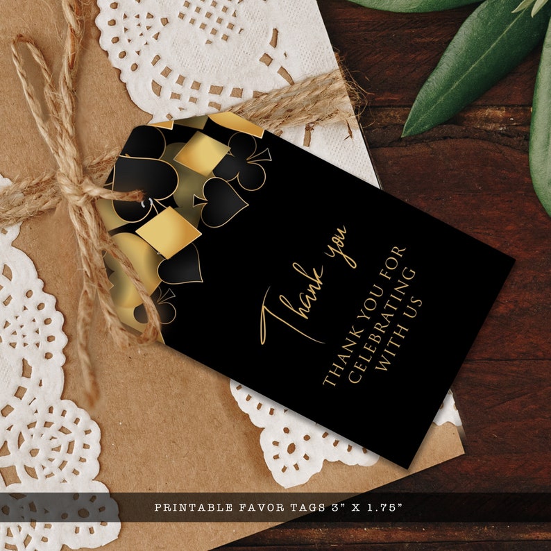 Black and Gold Printable Thank You Tags Gold Favor Tags - Etsy