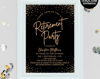 Gold Retirement Party Invitations: Sparkle Golden Years (Printable Invitations)