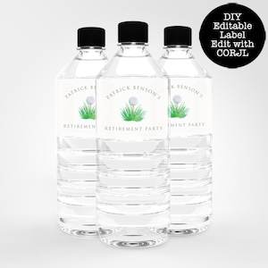 Golf Water bottle Labels, Printable Drink Label, Editable Water Label, Corjl Template, Beverage Wrappers, Golf Birthday Party Water Labels