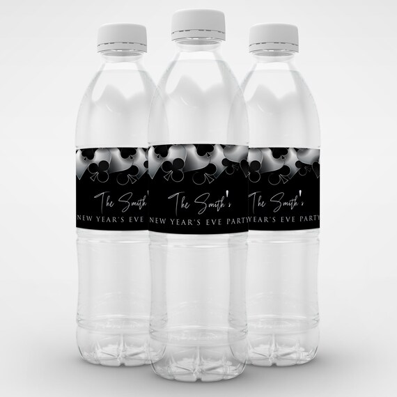 Editable Casino Water bottle Labels, Printable Drink Labels, Custom