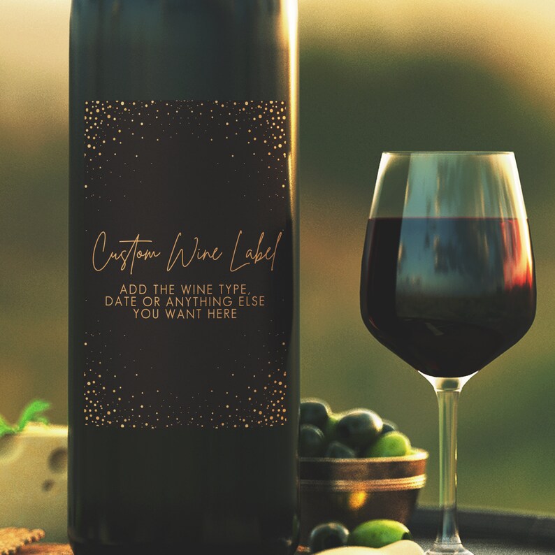 Printable Labels Gold and Black Wine Labels Custom Wine Etsy