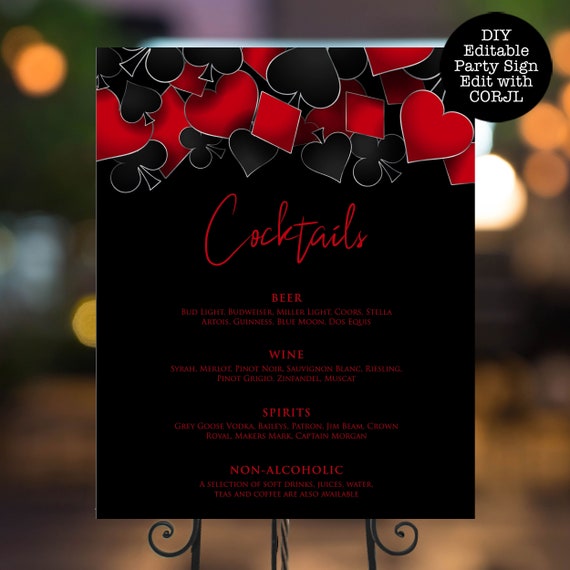Casino themed food menu Casino themed food menu