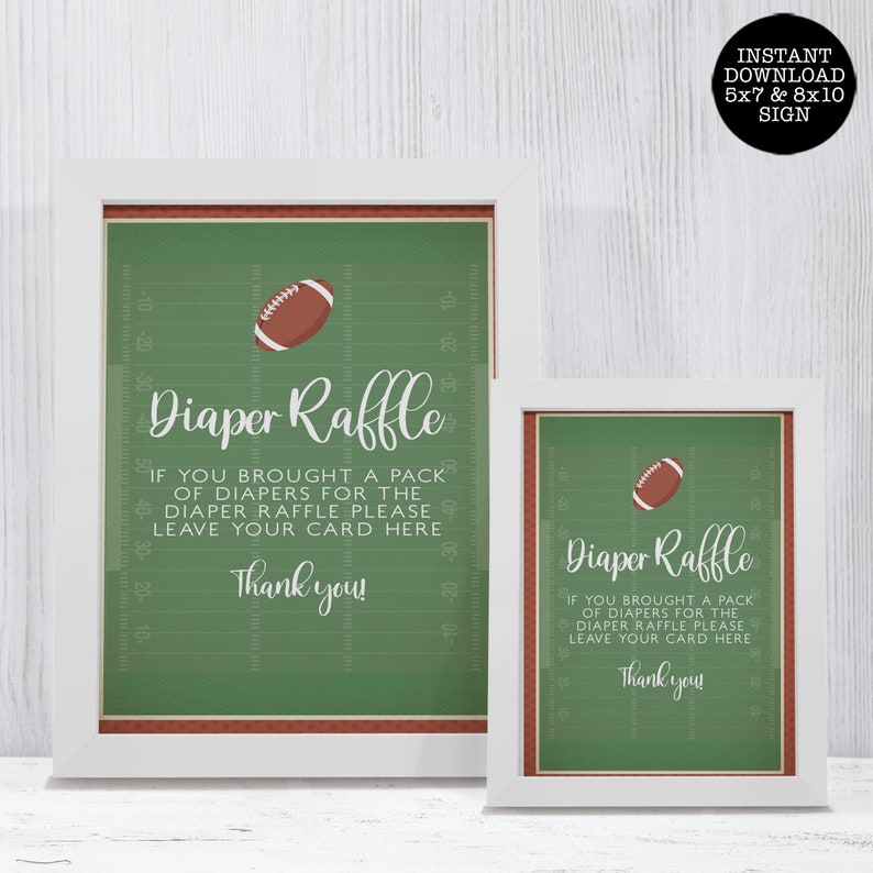 Football Diaper Raffle Sign, Football Baby Shower Signs, Instant Download, Baby Shower Signs, Baby Shower Raffle Sign, Printable Shower Sign image 2