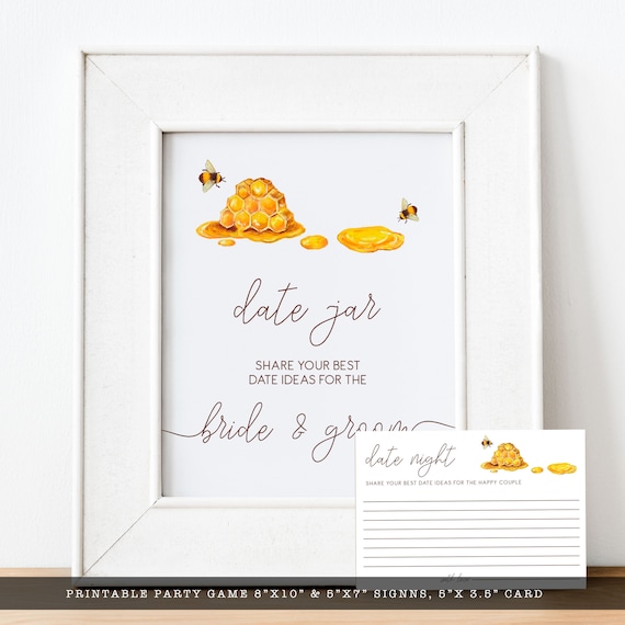 Date Jar Game, Bride To Bee Shower Games, Date Night Ideas, Bachelorette Party Game, Wedding Shower Games, Bridal Shower Games Il_570xn