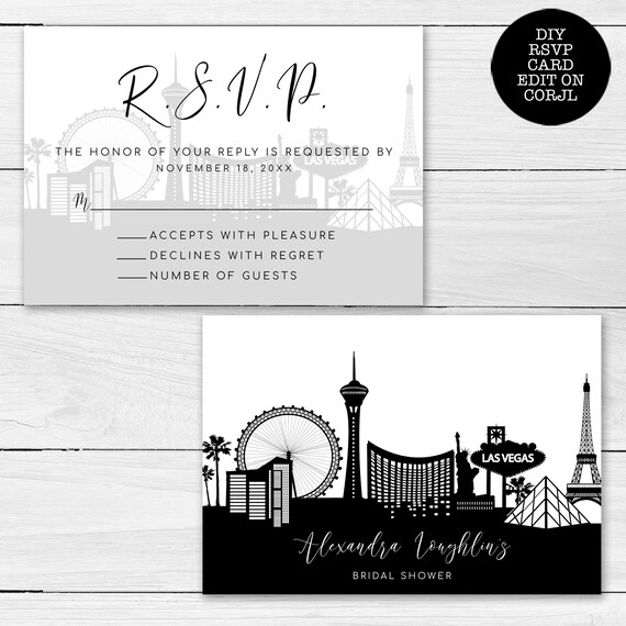Printable Response Card Enclosure Card Corjl Template Black and White RSVP Card Retro RSVP card Instant Download RSVP Card Template