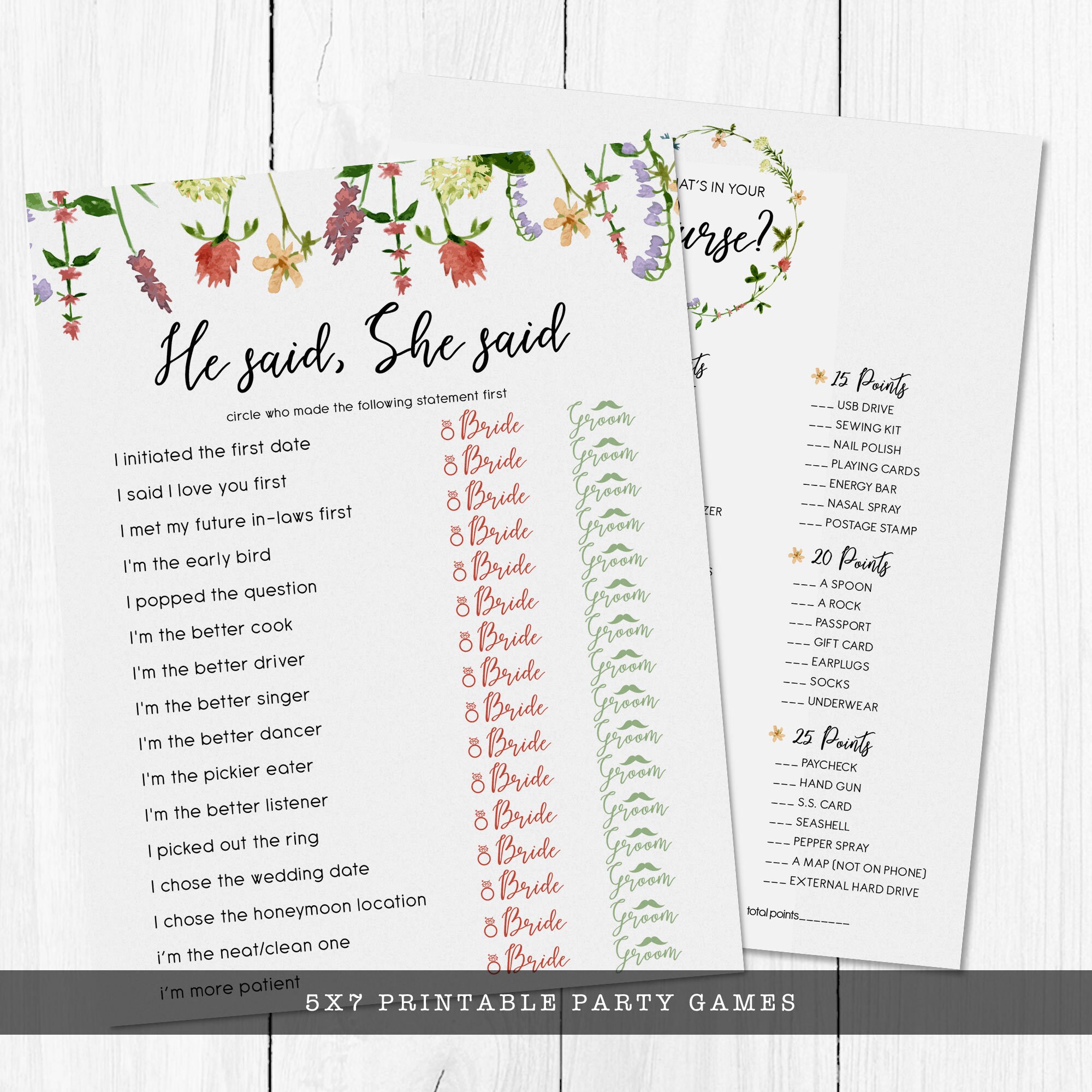 Printable Bridal Shower Games Botanical Floral Bridal Shower Etsy UK