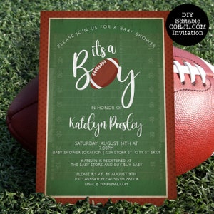Football Baby Shower Invitation, Couple's Baby Shower Invitations, Printable Invitations, Football Invitation, Football Theme, Sports Theme