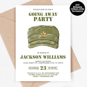 Militärische Going Away Party Einladungen, Going Away Party einladen, amerikanische Flagge Einladungen, druckbare Einladungen, Instant Download, Corjl