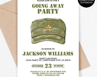 Military Going Away Party Invitations, Going Away Party Invite, American Flag Invitations, Printable Invitations, Instant Download, Corjl