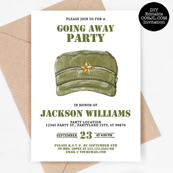 Military Going Away Party Invitations, Going Away Party Invite, American Flag Invitations, Printable Invitations, Instant Download, Corjl