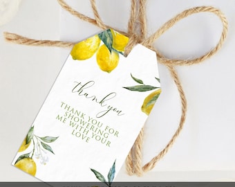 Zitrone Danke Geschenkanhänger: Aquarell Printable (Corjl Template)