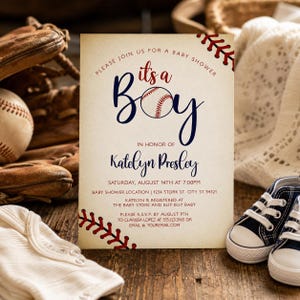 Mall för vintage baseboll-babyshowerinbjudan, Little Slugger-babyshowerinbjudan, basebolltema-babyshower, sportbabyshowerinbjudan