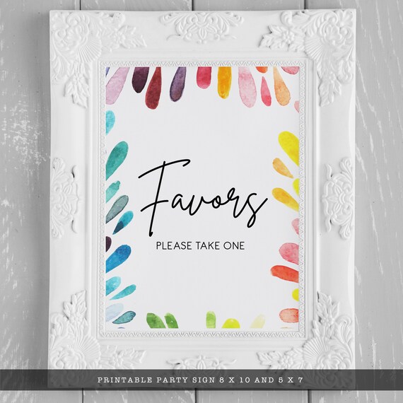 Rainbow Favor Sign, Rainbow Watercolor Bridal Shower Sign, Printable Signs, Instant Download, Bridal Shower Decor, Advice Signs Il_570xn
