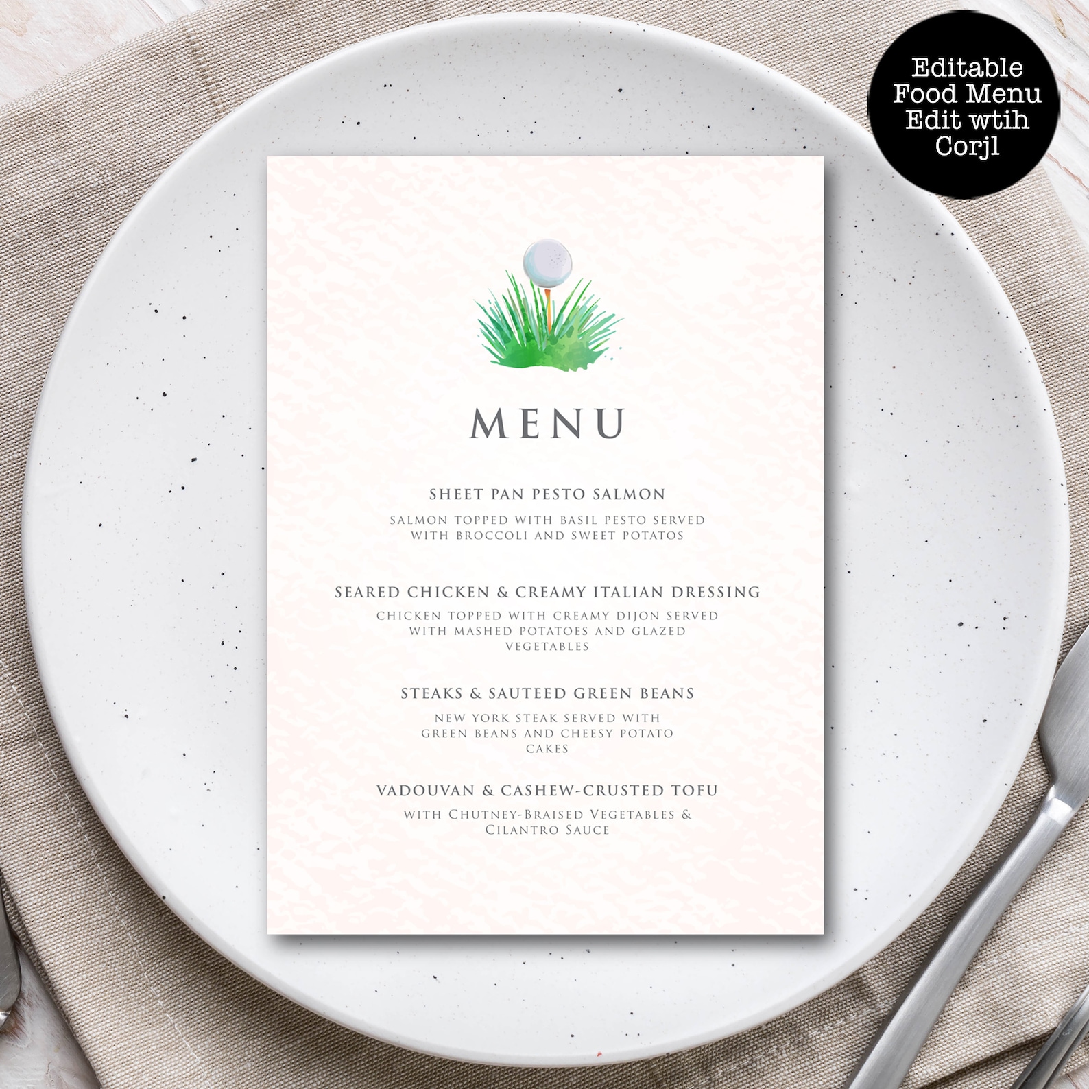 Golf Themed Food Menu Dinner Party Menu Golfing Menu Dinner Etsy