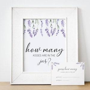 Lavender Bridal Shower Game: Guess How Many Kisses (Instant Download)