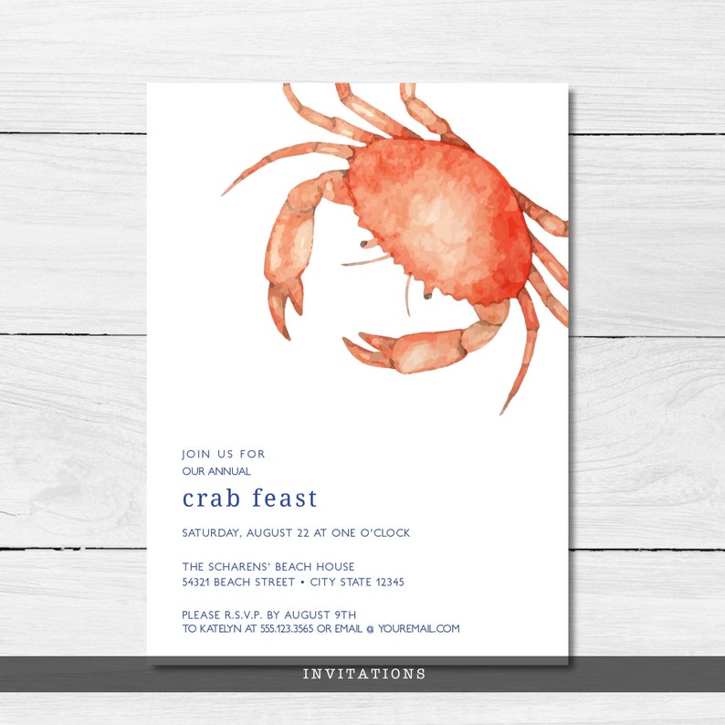 An Invitation From A Crab Crab Feast Invitations Summer Party Invitation Beach Party - Etsy