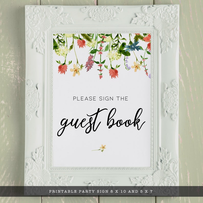 Boho Wildflower Bridal Shower Sign Kit, 10 Printable Wedding Signs, Floral Party Signs, Printable Signs, Botanical Sign, Floral Party Decor image 4