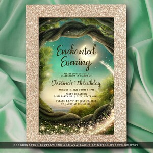 Enchanted Forest rsvp card, Enchanted RSVP Card, RSVP Card Template, Glitter RSVP card, Instant Download, Corjl Template, Enclosure Cards image 7