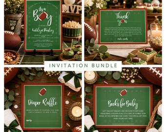 Football Baby Shower Invitation, Editable Football Baby Shower Invite, Vintage Football Baby Shower, Boy Baby Shower Invitation