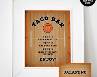 Basketball Food Signs, Food Label, Basketball Themed Food Signs, Food Table Sign, Basketball Birthday Sign, Corjl Template, Instant Download