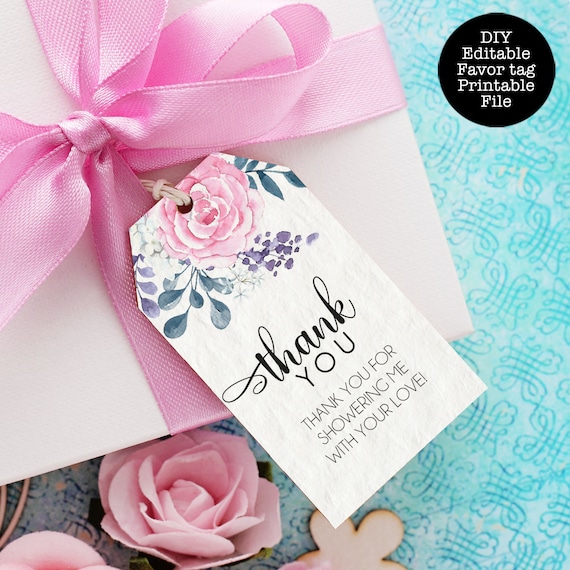 Purple and Pink Floral Favor Tag Floral Gift Tags Printable Favor