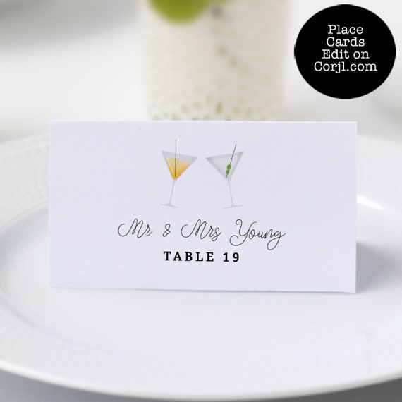 Cocktail Party Table Placement Cards, Cocktail Escort Cards, Place Card