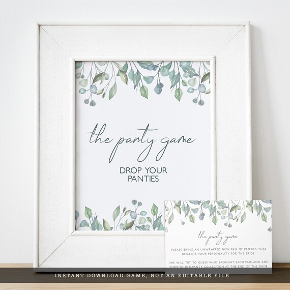 The Panty Game Bridal Shower Game, Greenery Bridal Shower Game, Bridal